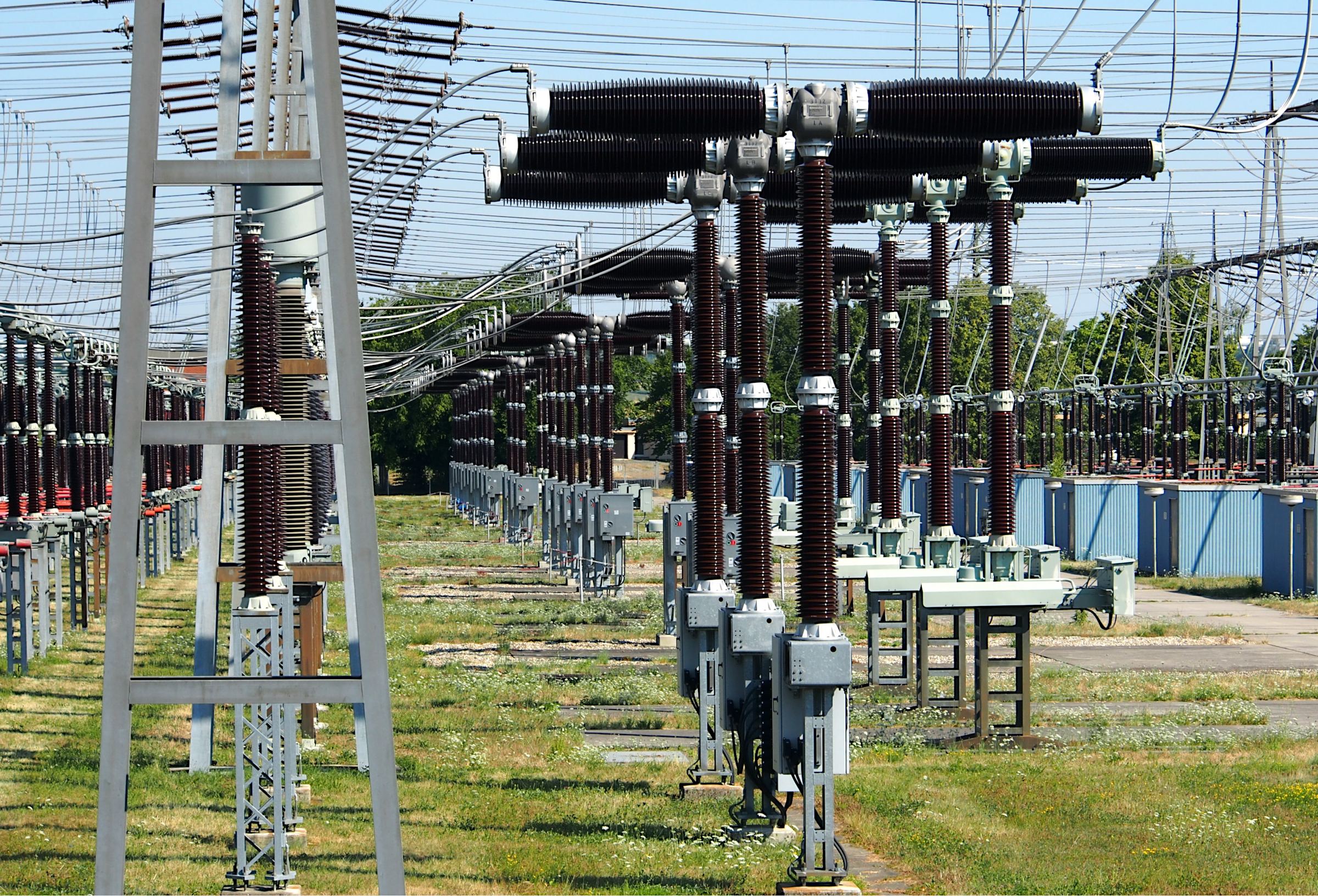 380 kV 室外高壓斷路器群組，德國 Pulverdingen 變電站